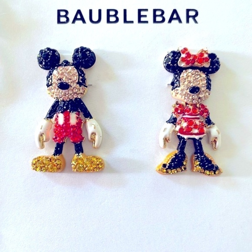 Brand New Disney X BaubleBar Mickey & Minnie Mouse Sparkly Mismatch Earrings - Picture 4 of 13